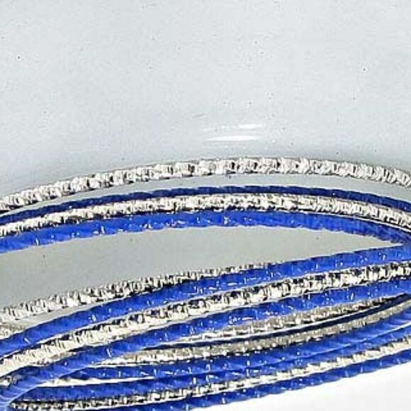16 Layered Navy Blue & Silver Stackable Bangle Bracelet Set - Picture 4 of 7